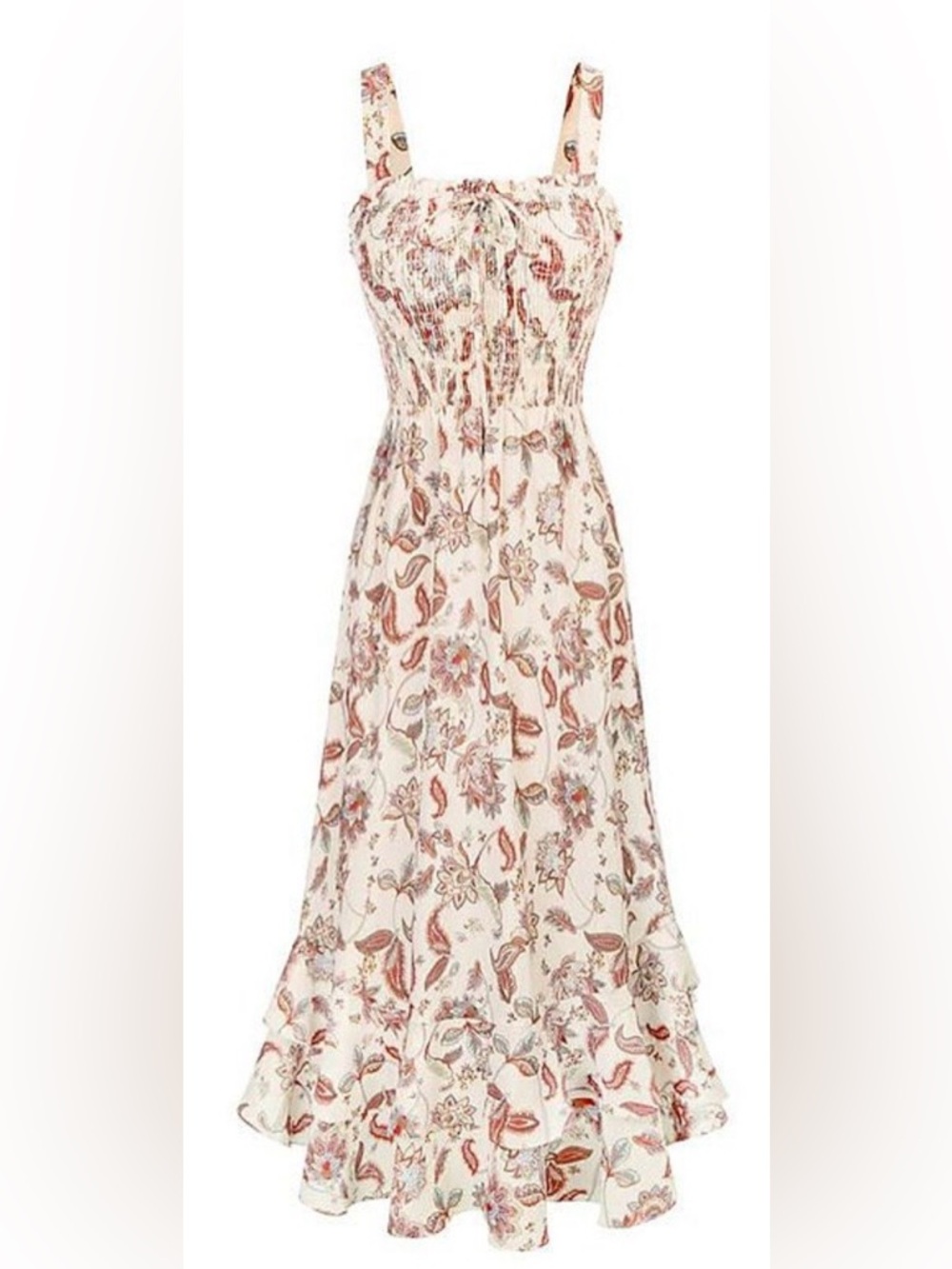 GRACE KARIN Women's Floral Boho Dress Square Neck Strapped Swing A Line